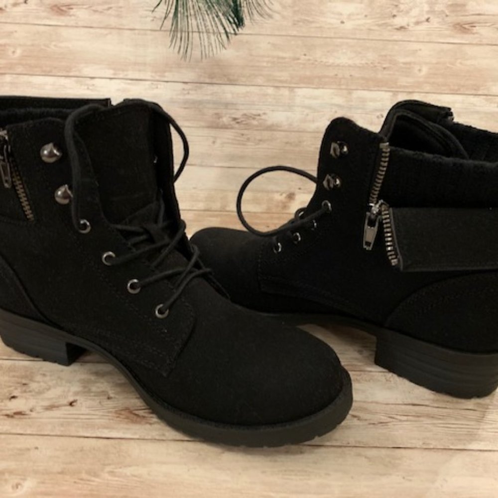 Black Lace Up Ankle Boots